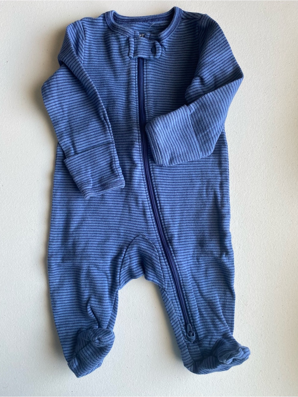 Carter's Baby Boy 3M Ribbed Blue Striped 2-Way Zip Footed Sleeper Pajamas